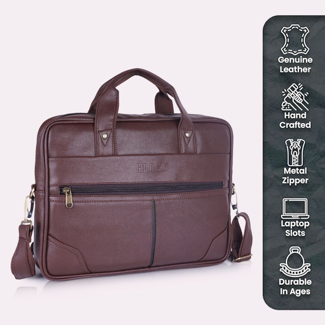 Crux vegan leather laptop messenger bag