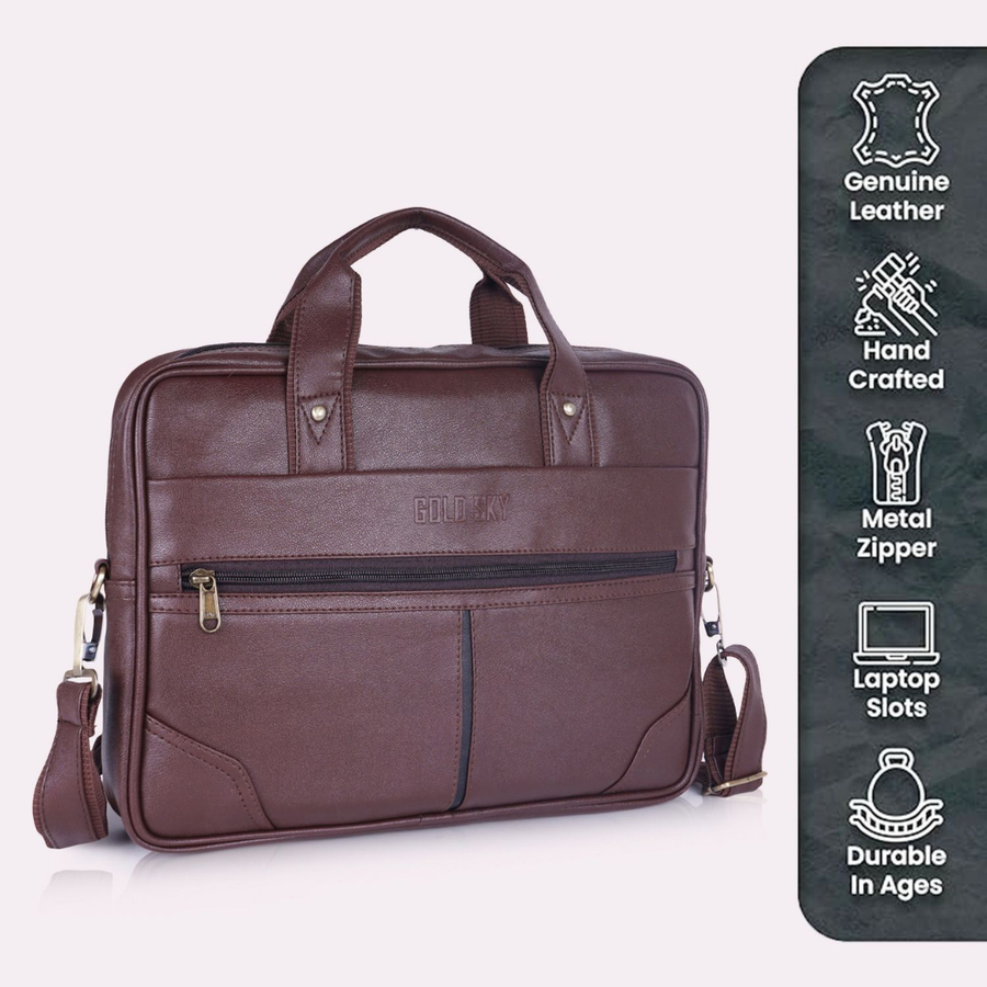 Crux vegan leather laptop messenger bag