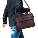 Crux vegan leather laptop messenger bag