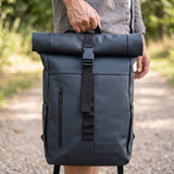Vantior Premium Vegan Leather Roll Top Backpack