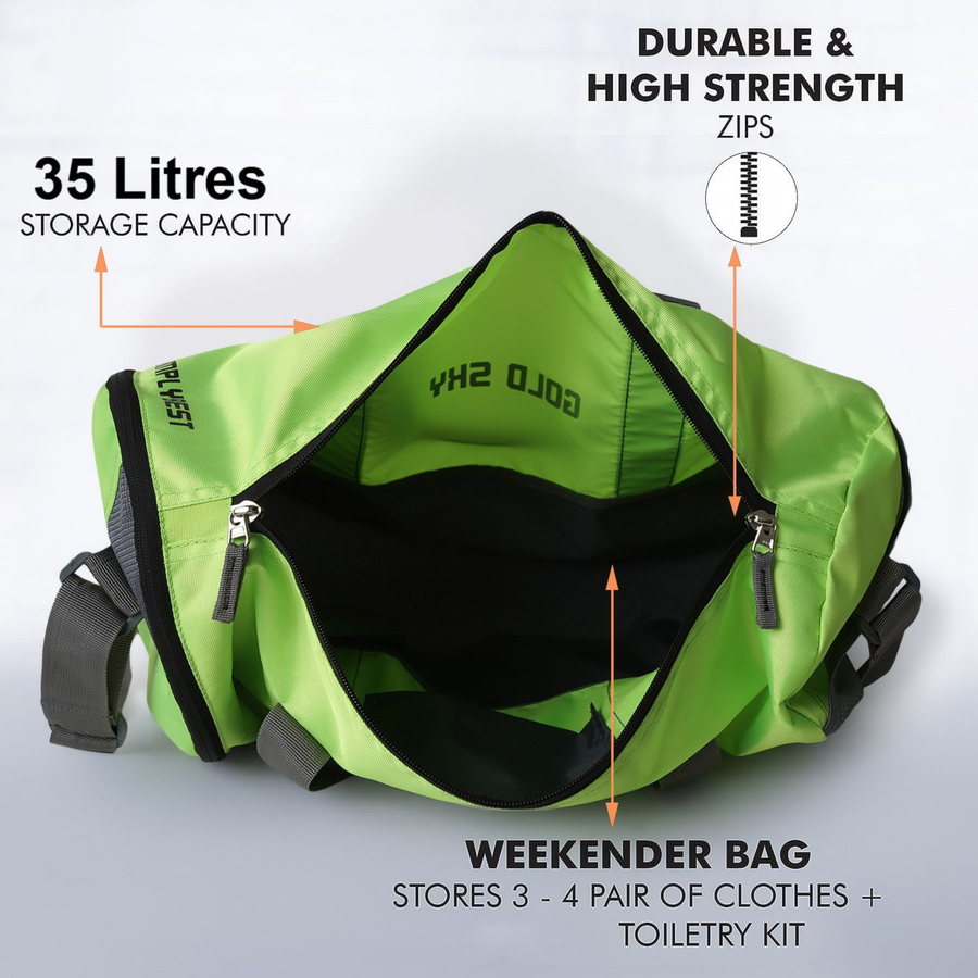 Aeris Polyester Gym Bag with Dedicated Shoe Compartment