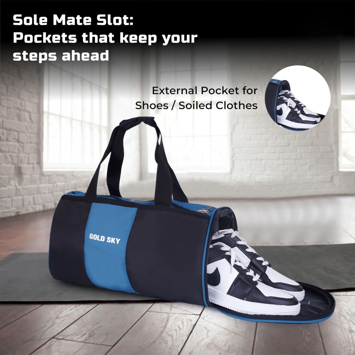 FitPro Polyester Gym Bag with Dedicated Shoe Pocket