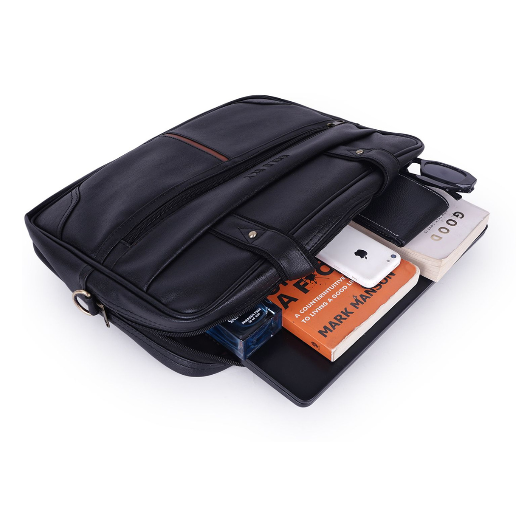 Crux vegan leather laptop messenger bag