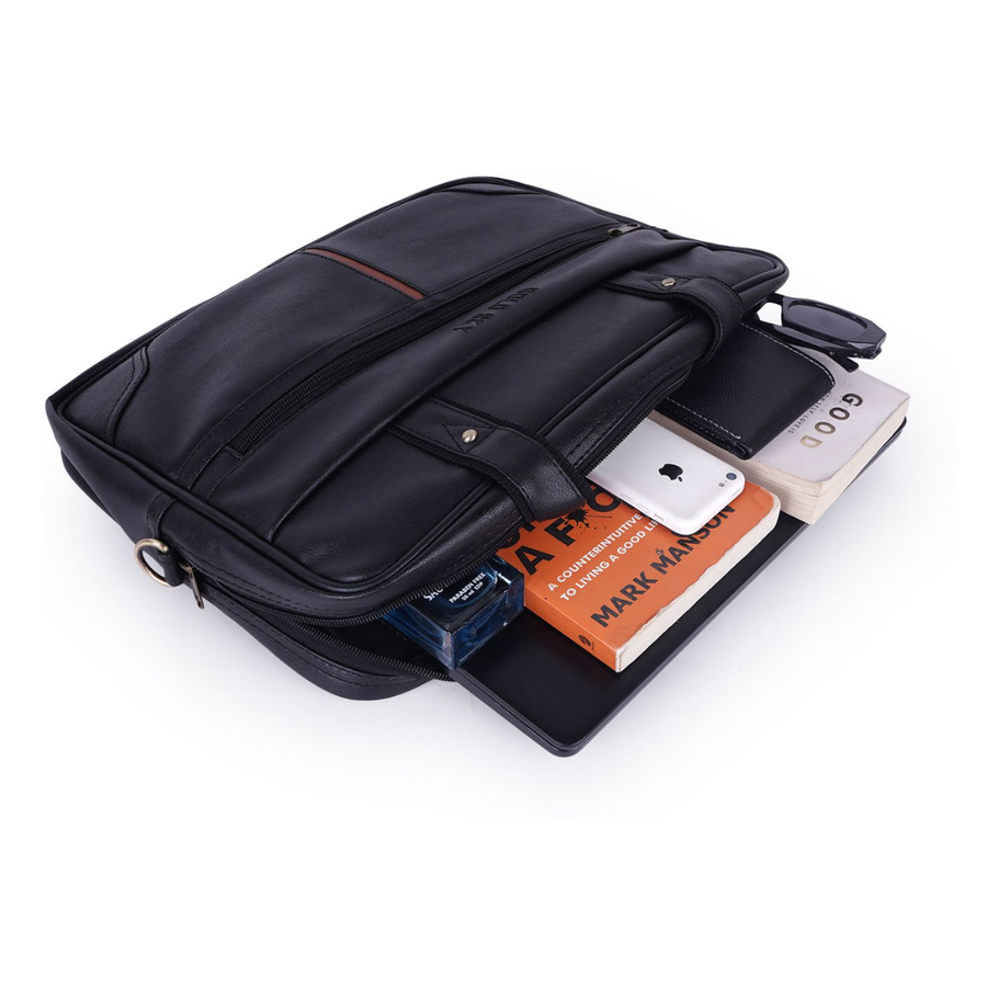 Crux vegan leather laptop messenger bag