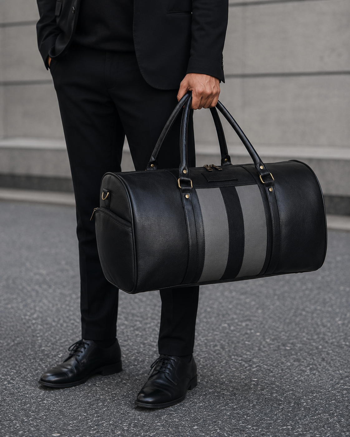VoyagerX Vegan Leather Duffel with Shoe Compartment - 45 L