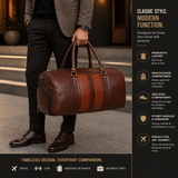 VoyagerX Vegan Leather Duffel with Shoe Compartment - 45 L