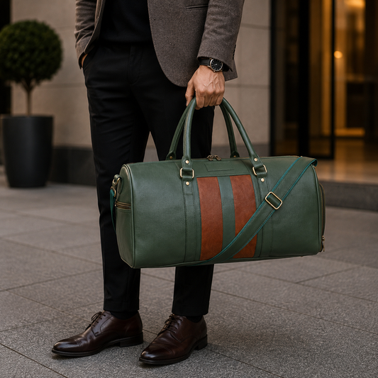VoyagerX Vegan Leather Duffel with Shoe Compartment - 45 L