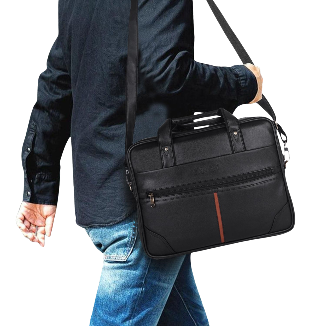 Crux vegan leather laptop messenger bag
