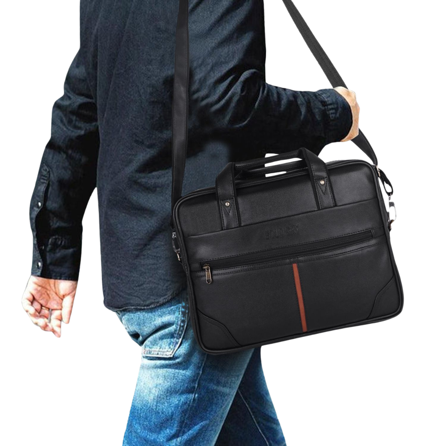 Crux vegan leather laptop messenger bag