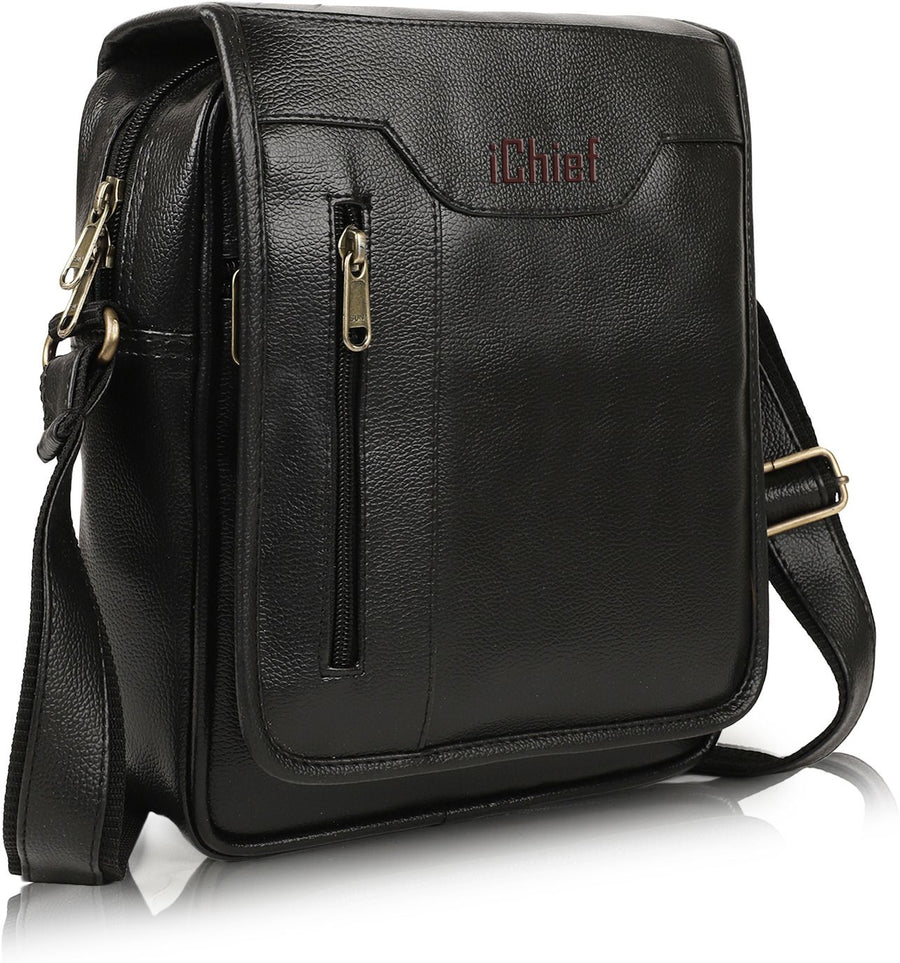 ModVault Premium PU Leather Men’s Sling Bag With Padded Tab Sleeve