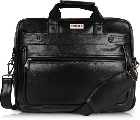 LuxCraft Expandable Vegan Leather Laptop Messenger Bag