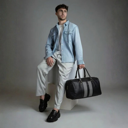 VoyagerX Vegan Leather Duffel with Shoe Compartment - 45 L