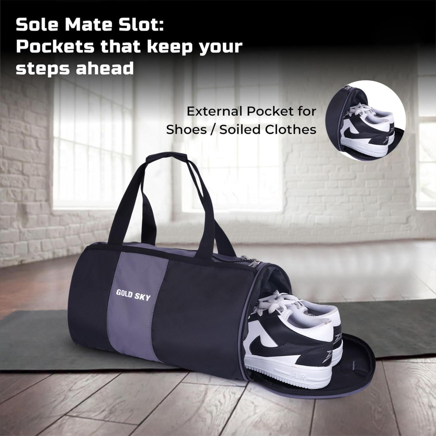 FitPro Polyester Gym Bag with Dedicated Shoe Pocket