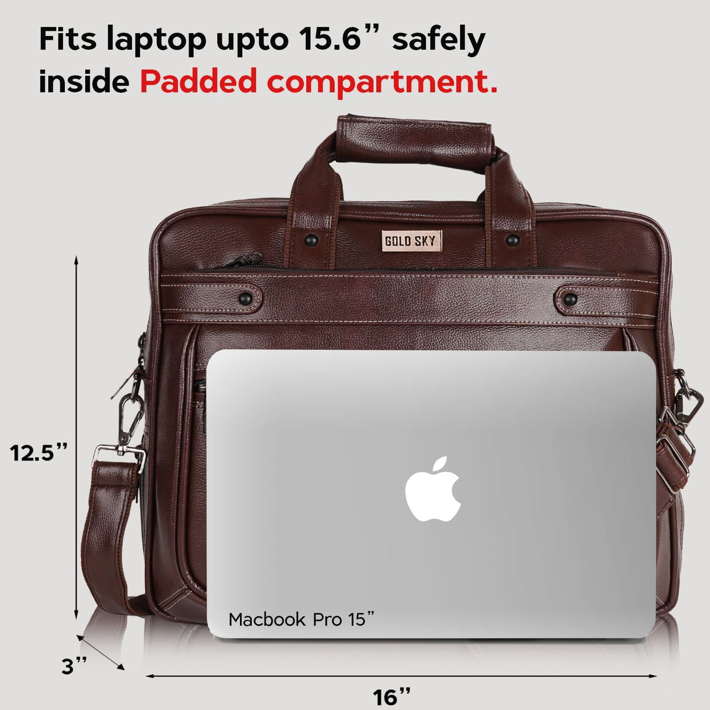 LuxCraft Expandable Vegan Leather Laptop Messenger Bag