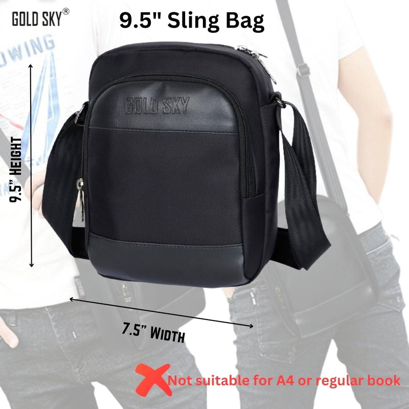 GOLD SKY Black Sling Bag – Shockproof iPad Compartment Unisex