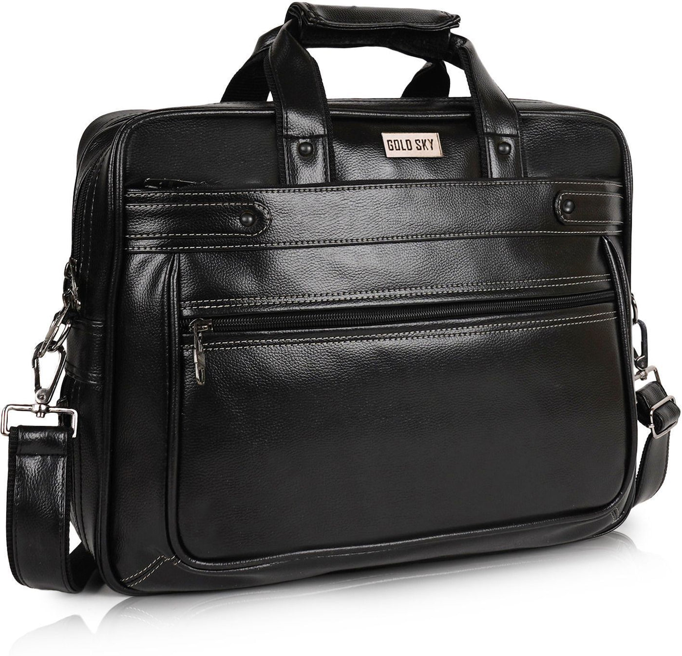 LuxCraft Expandable Vegan Leather Laptop Messenger Bag
