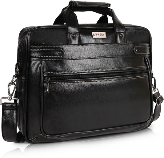 LuxCraft Expandable Vegan Leather Laptop Messenger Bag