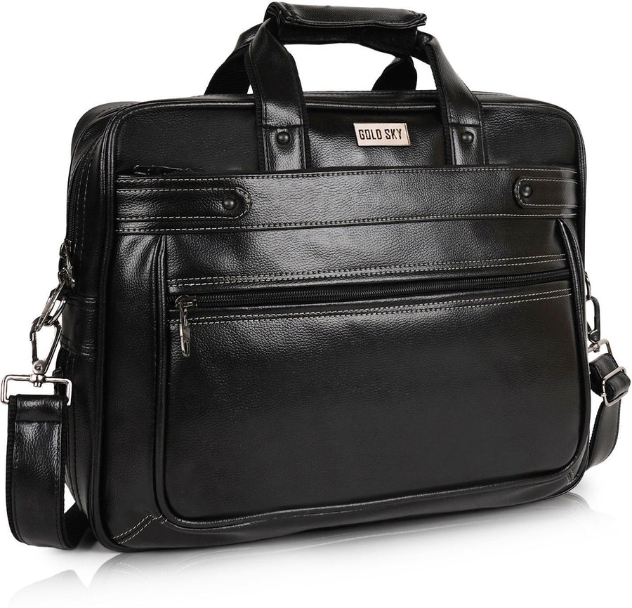 LuxCraft Expandable Vegan Leather Laptop Messenger Bag