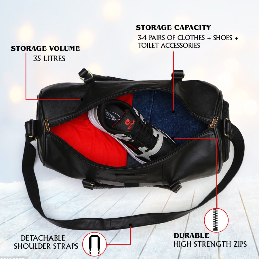 VoyagerX Vegan Leather Duffel with Shoe Compartment - 45 L