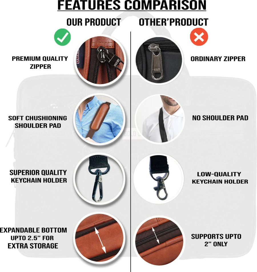UrbanFlex Expandable Vegan Leather Messenger Bag