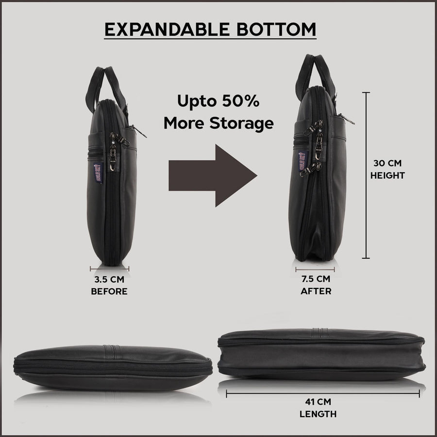 UrbanFlex Expandable Vegan Leather Messenger Bag