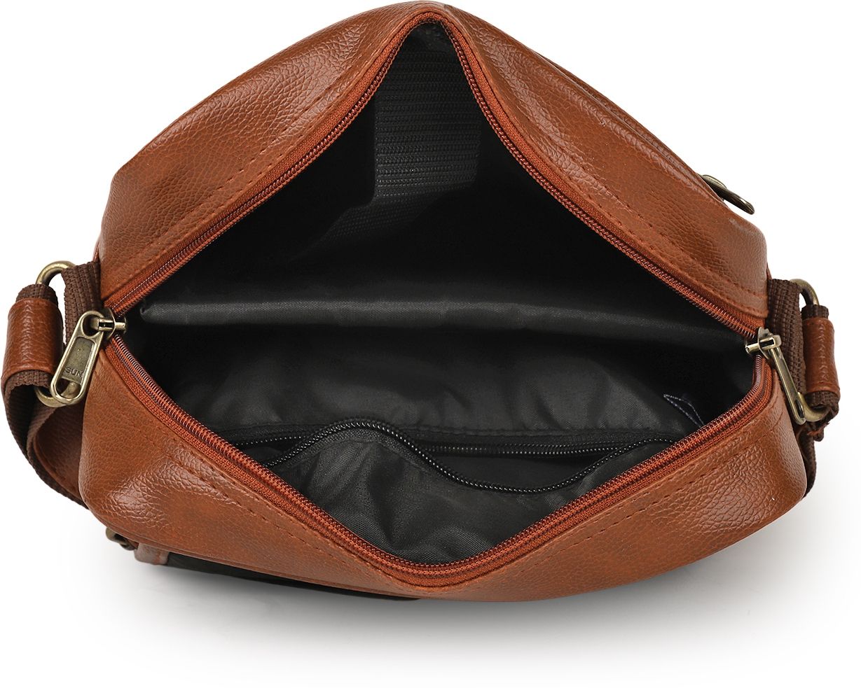 ModVault Premium PU Leather Men’s Sling Bag With Padded Tab Sleeve