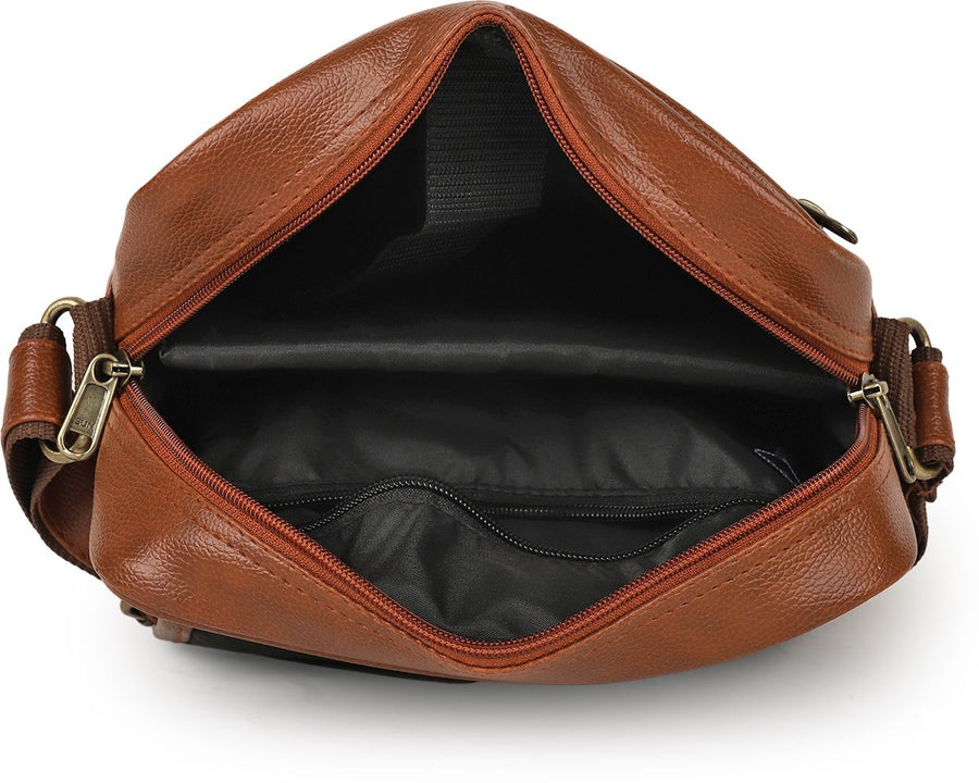 ModVault Premium PU Leather Men’s Sling Bag With Padded Tab Sleeve