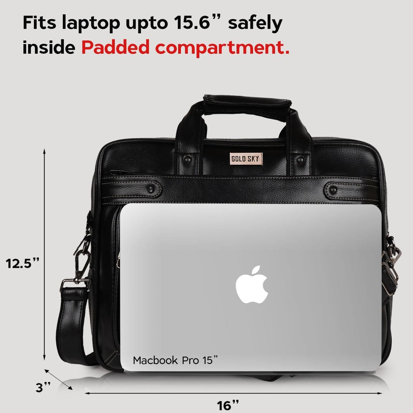LuxCraft Expandable Vegan Leather Laptop Messenger Bag