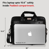 LuxCraft Expandable Vegan Leather Laptop Messenger Bag