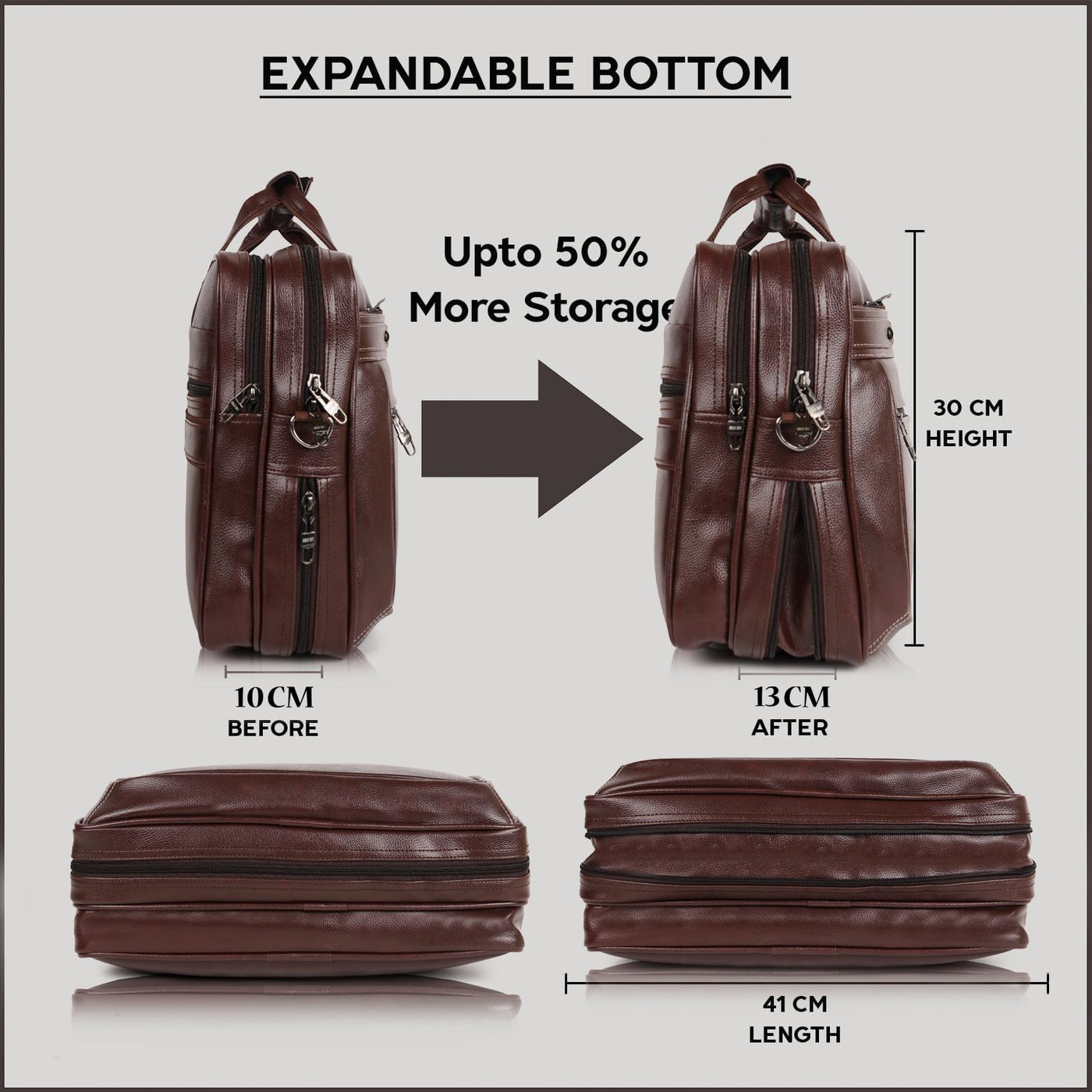 LuxCraft Expandable Vegan Leather Laptop Messenger Bag