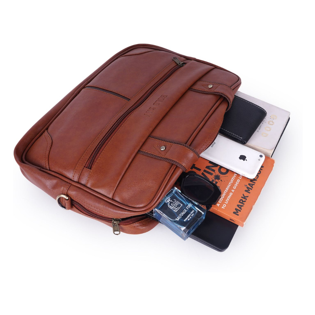 Crux vegan leather laptop messenger bag