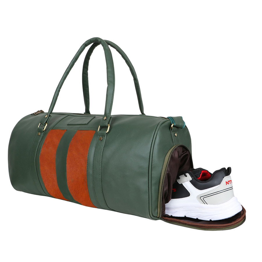 VoyagerX Vegan Leather Duffel with Shoe Compartment - 45 L
