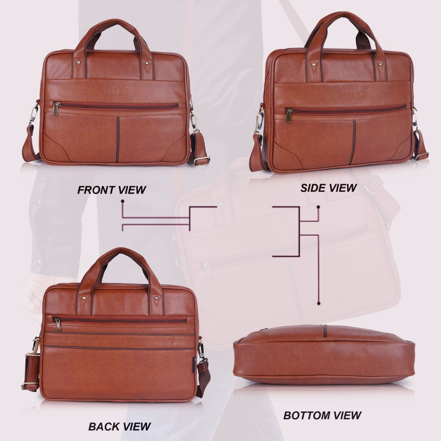 Crux vegan leather laptop messenger bag