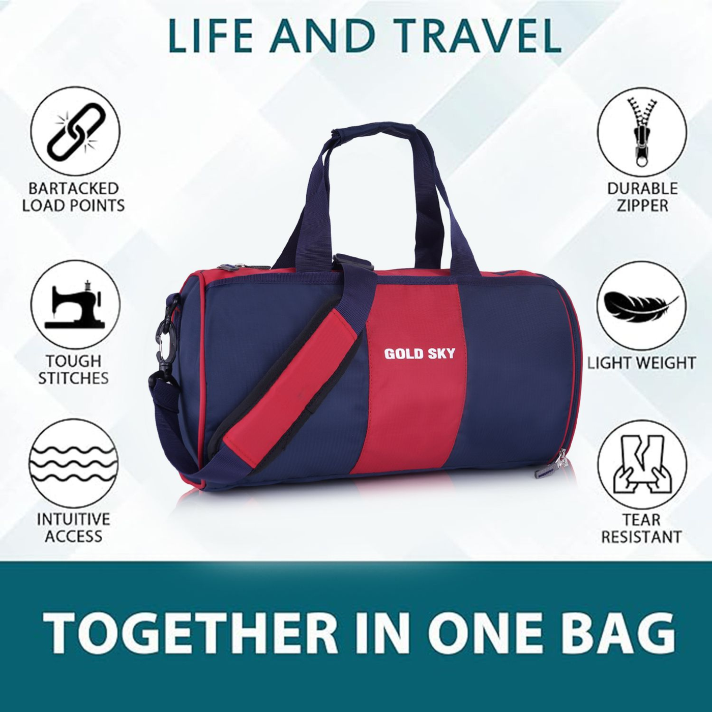 FitPro Polyester Gym Bag with Dedicated Shoe Pocket