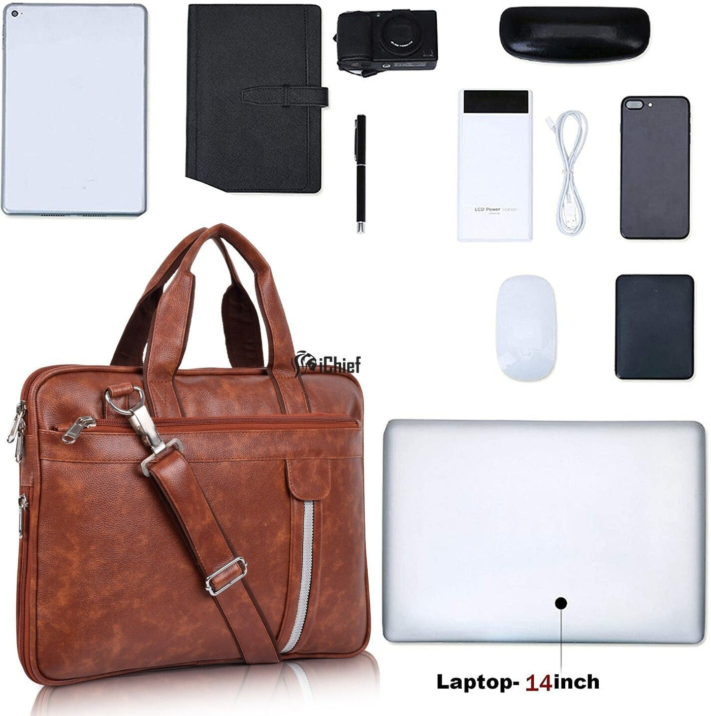 WhiteLine Bottom Expandable Laptop Messenger Bag for Men