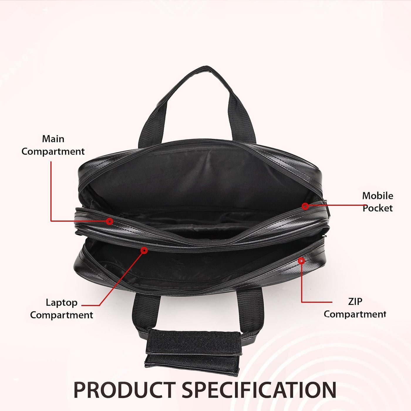 LuxCraft Expandable Vegan Leather Laptop Messenger Bag