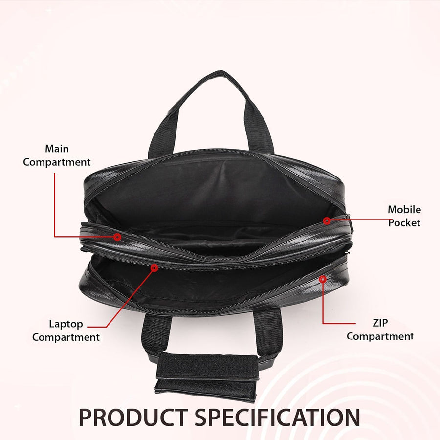 LuxCraft Expandable Vegan Leather Laptop Messenger Bag