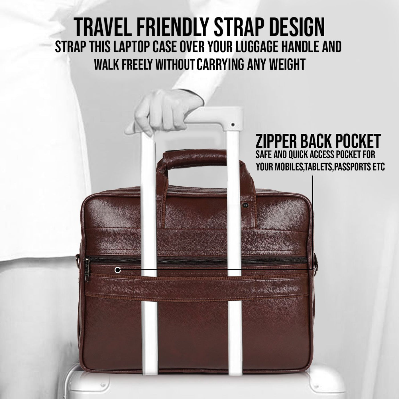 LuxCraft Expandable Vegan Leather Laptop Messenger Bag