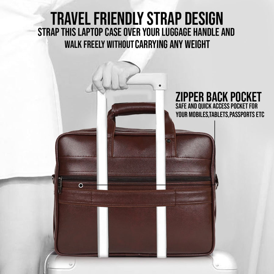 LuxCraft Expandable Vegan Leather Laptop Messenger Bag