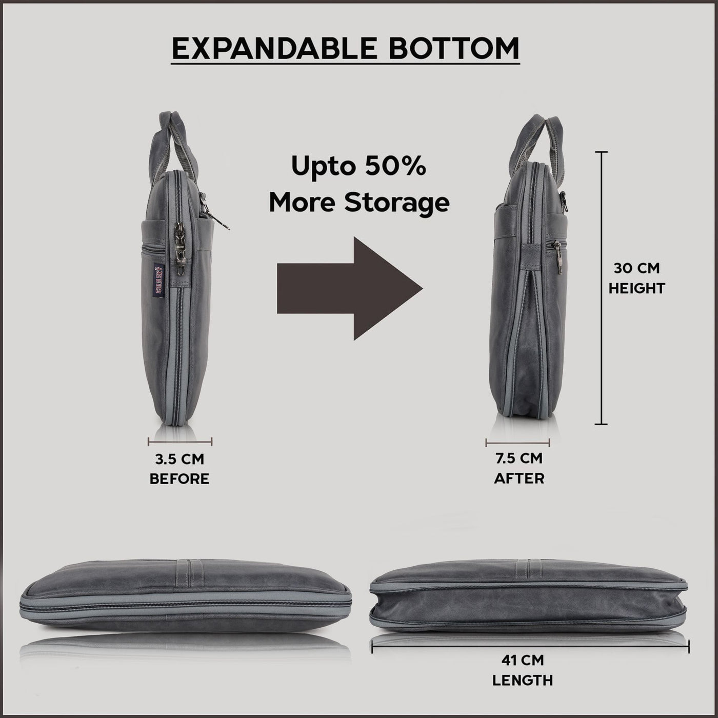 UrbanFlex Expandable Vegan Leather Messenger Bag