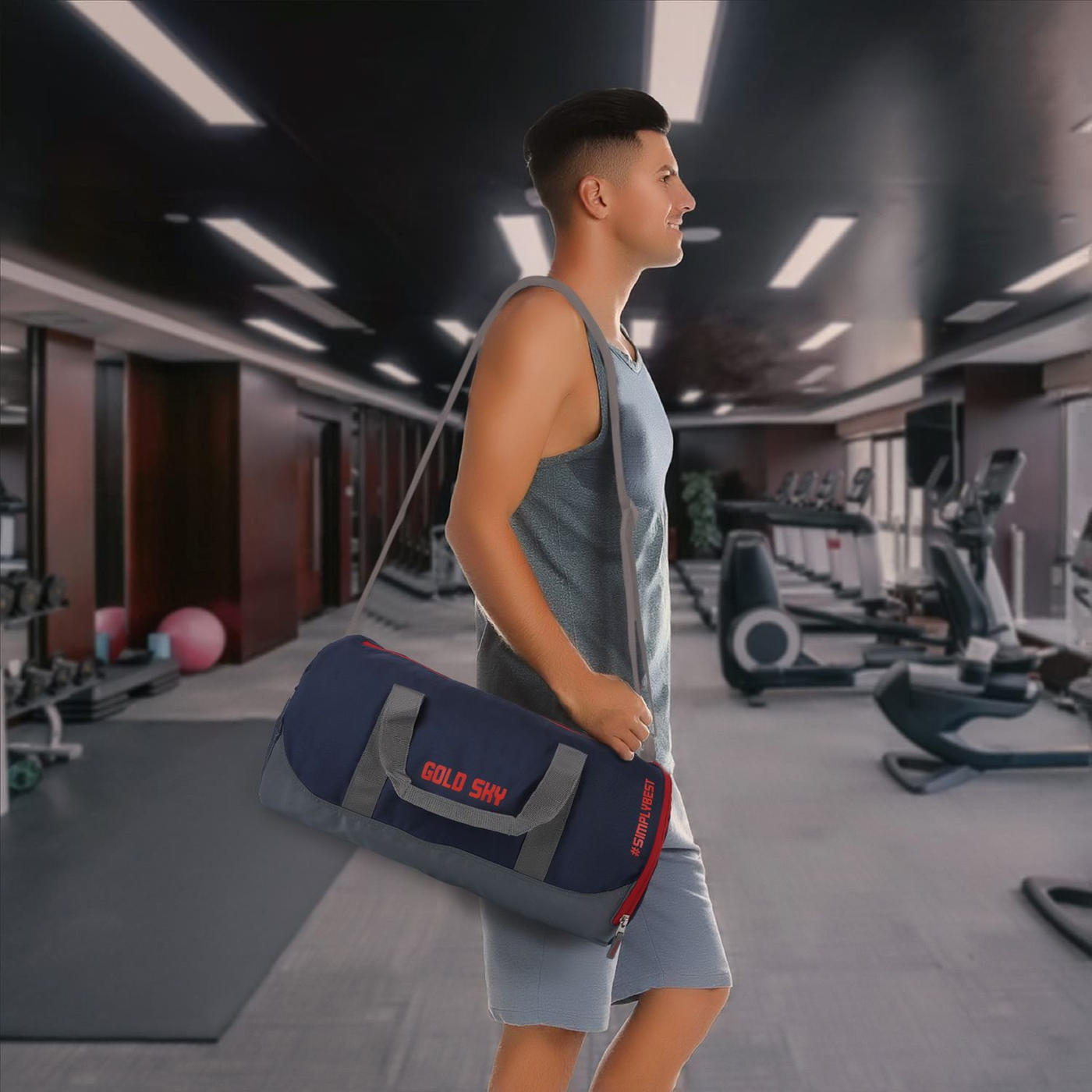 Aeris Polyester Gym Bag with Dedicated Shoe Compartment