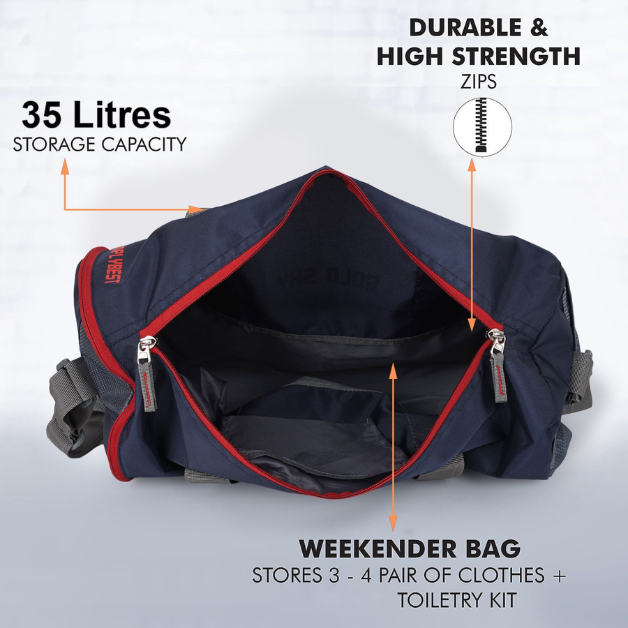 Aeris Polyester Gym Bag with Dedicated Shoe Compartment