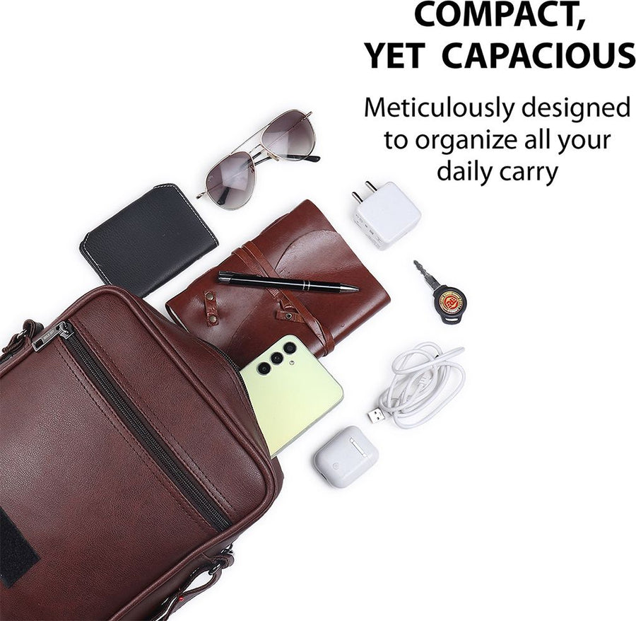 Draper Premium Vegan Leather Sling Bag With Padded Tab Sleeve