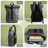 Vantior Premium Vegan Leather Roll Top Backpack