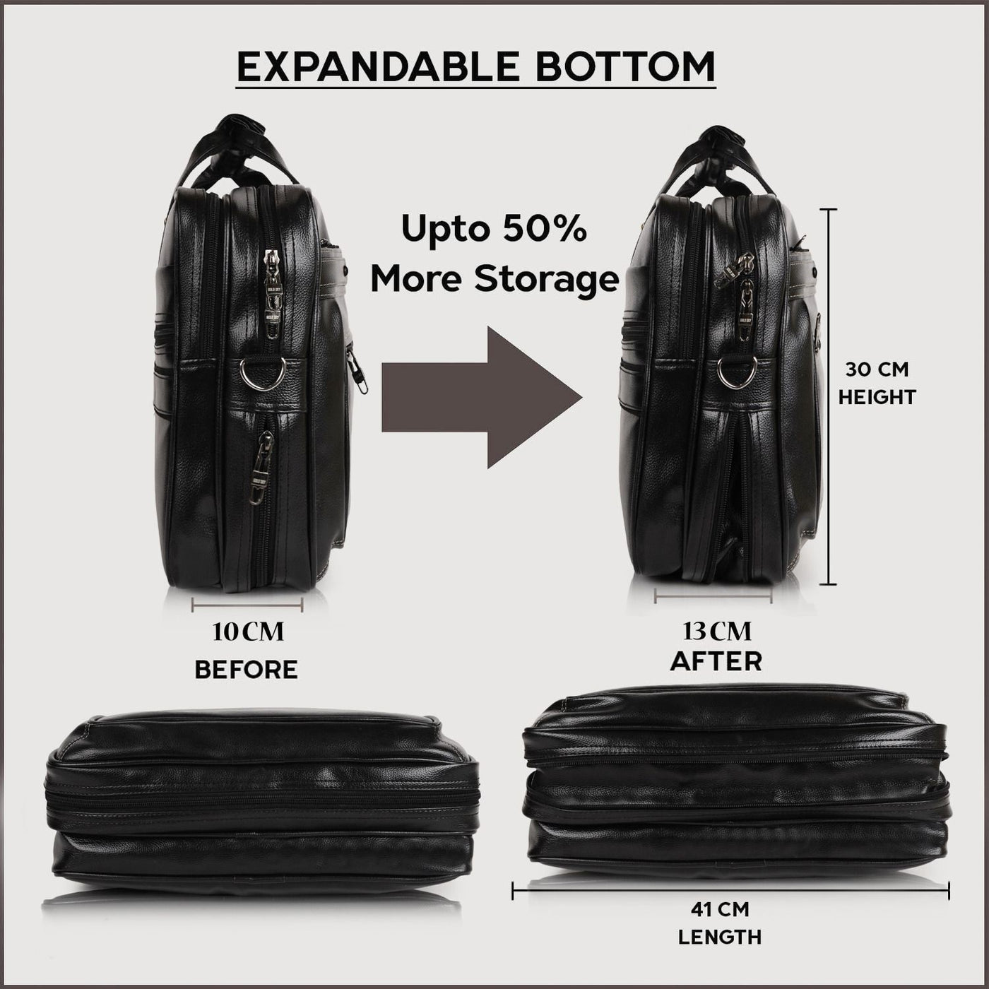 LuxCraft Expandable Vegan Leather Laptop Messenger Bag