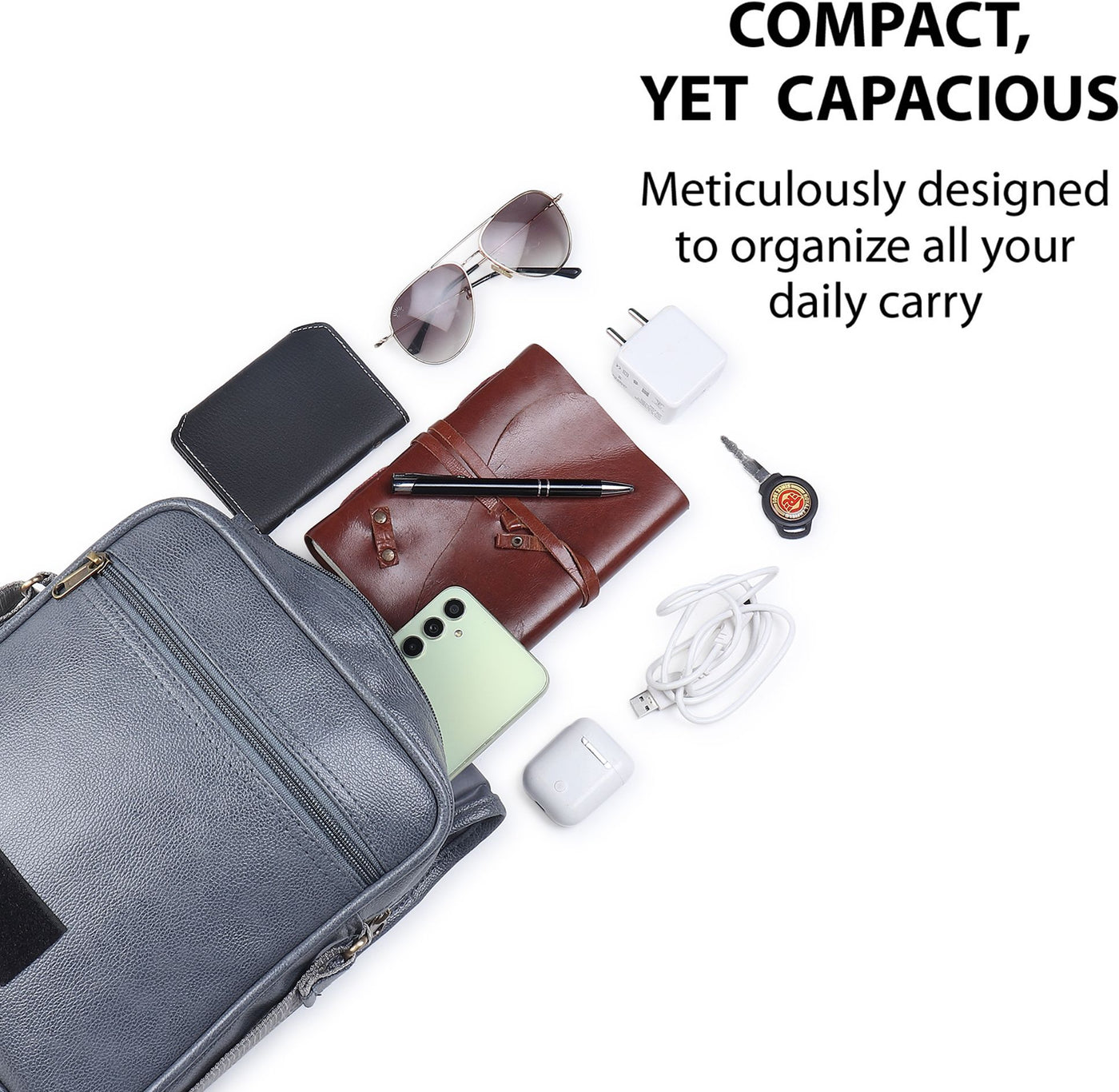ModVault Premium PU Leather Men’s Sling Bag With Padded Tab Sleeve