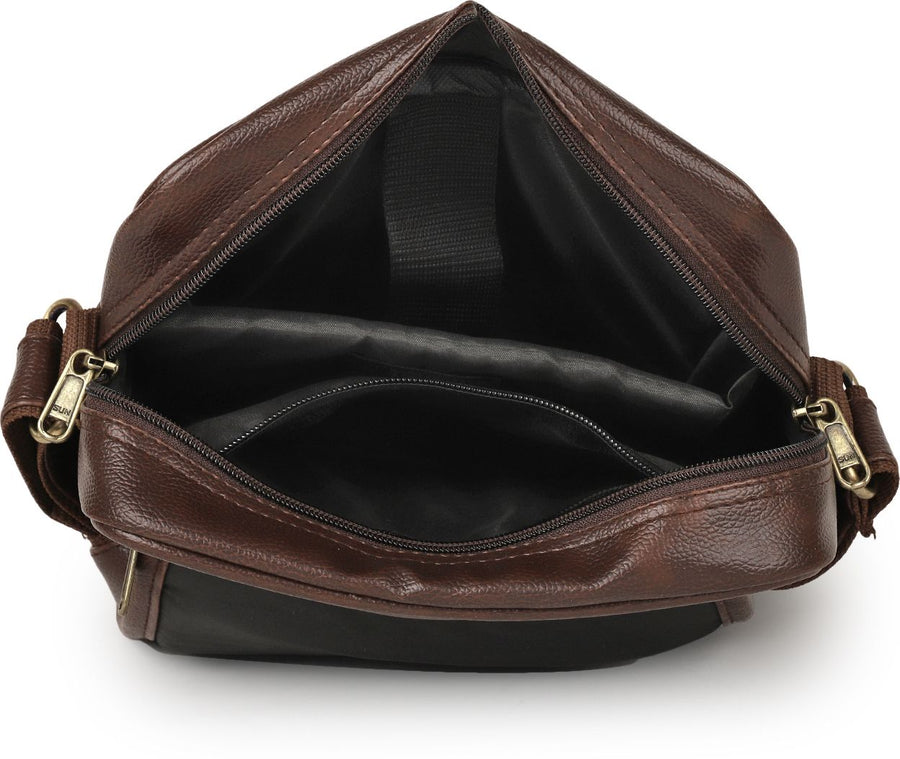 ModVault Premium PU Leather Men’s Sling Bag With Padded Tab Sleeve