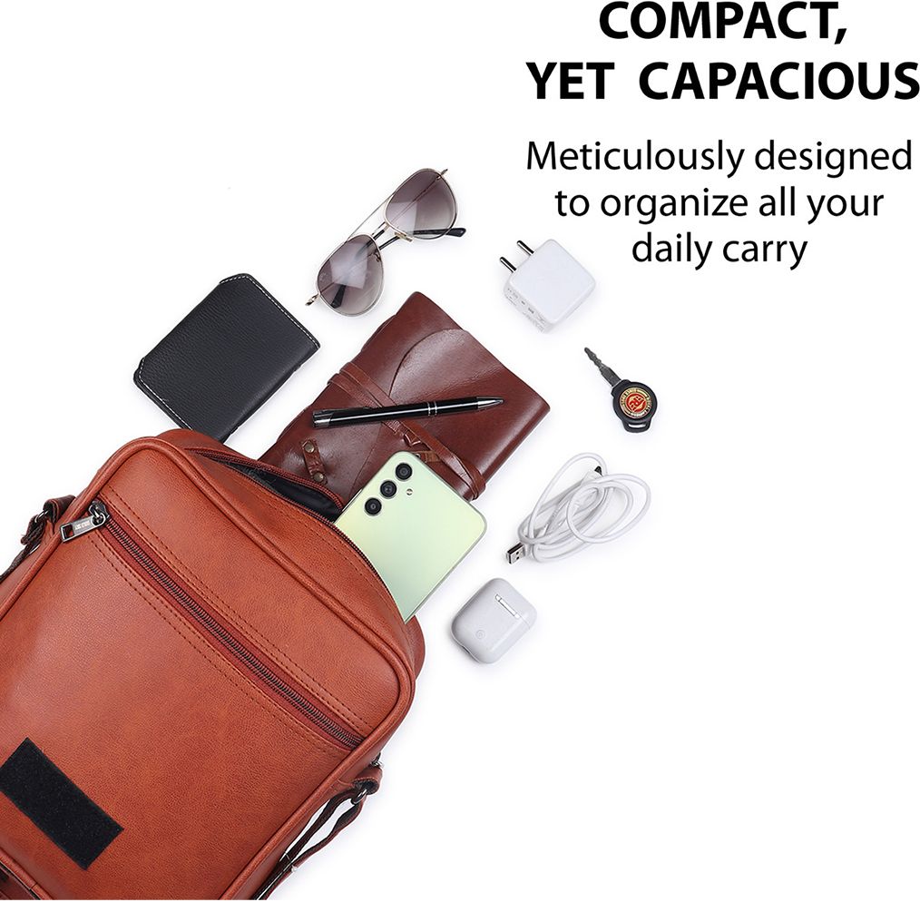 Draper Premium Vegan Leather Sling Bag With Padded Tab Sleeve