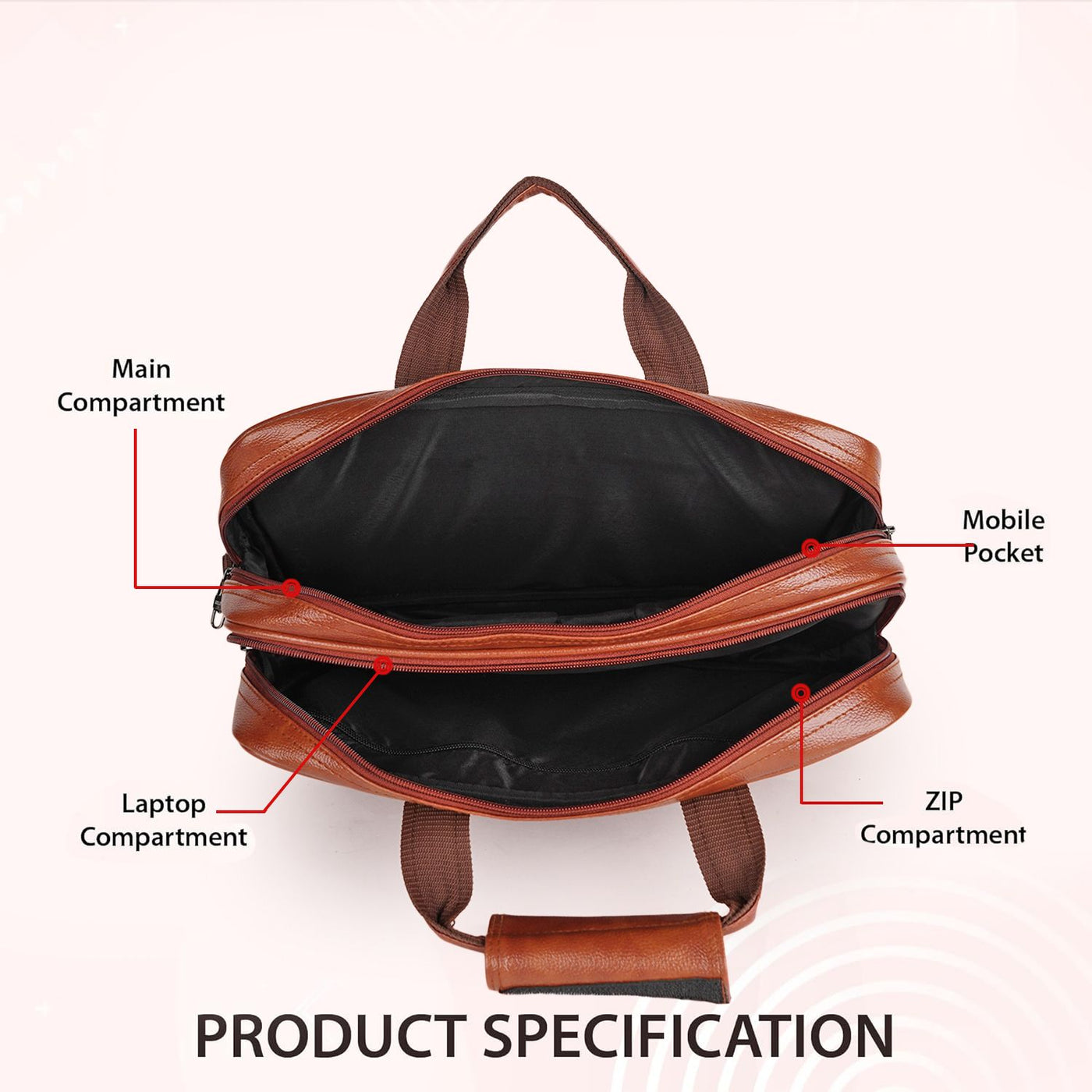 LuxCraft Expandable Vegan Leather Laptop Messenger Bag