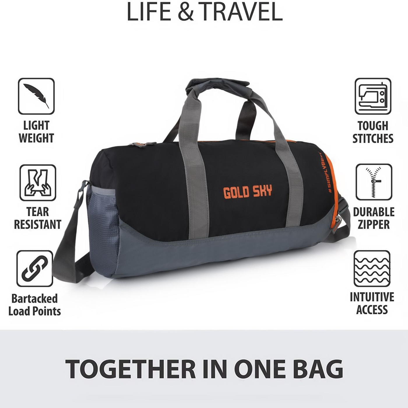 Aeris Polyester Gym Bag with Dedicated Shoe Compartment